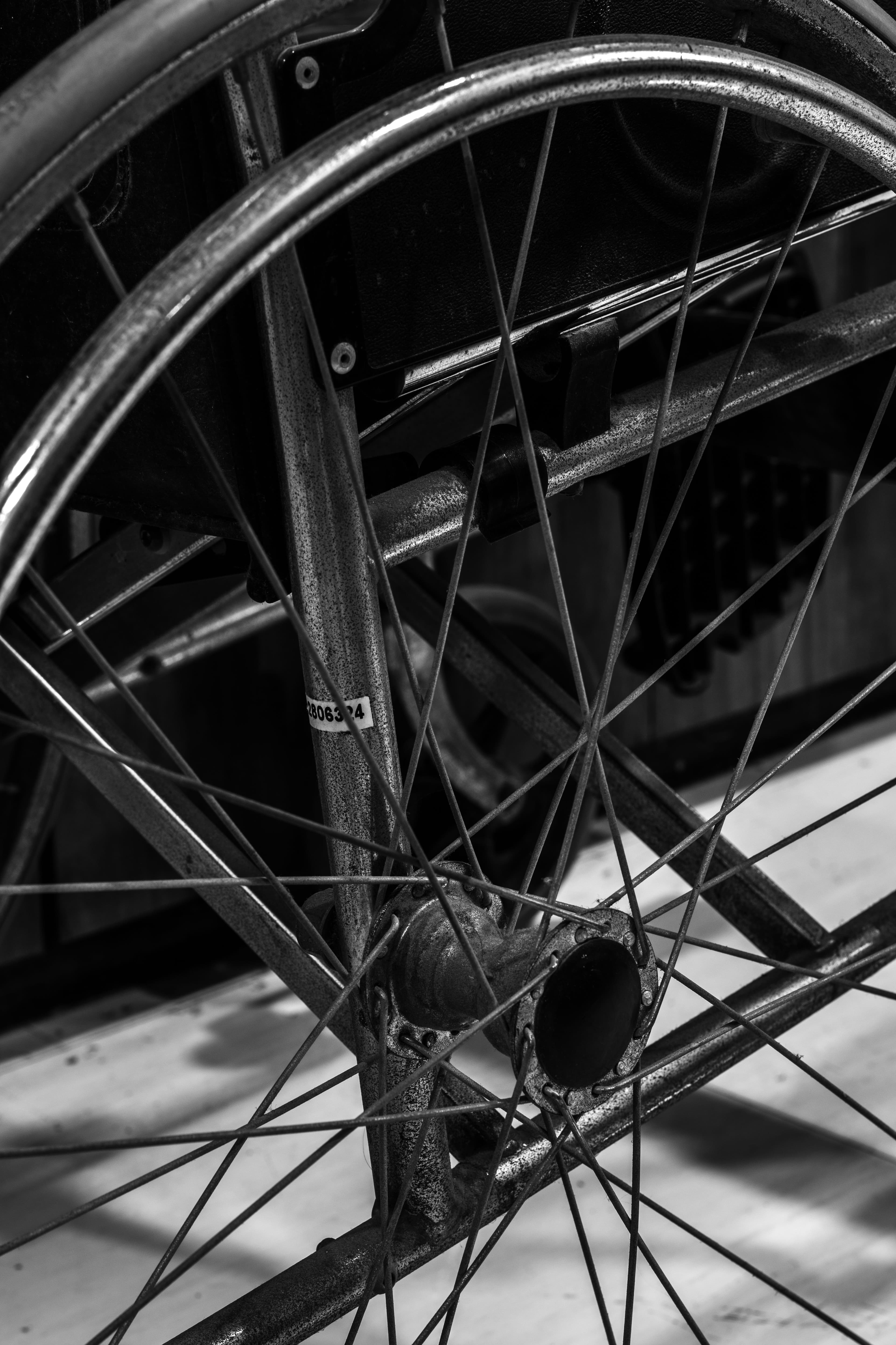 Detail of wheelchair spokes and rim